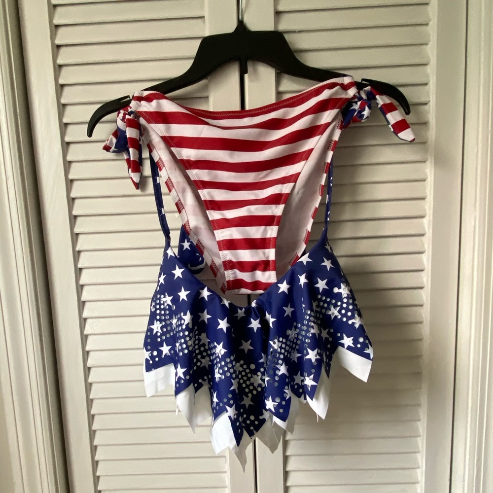 Bikini. Stars and Stripes, American flag, patriotic red, white and blue.